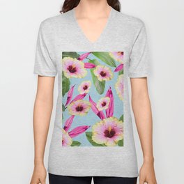 Flowery Hibiscus Dream #1 #tropical #decor #art #society6 V Neck T Shirt