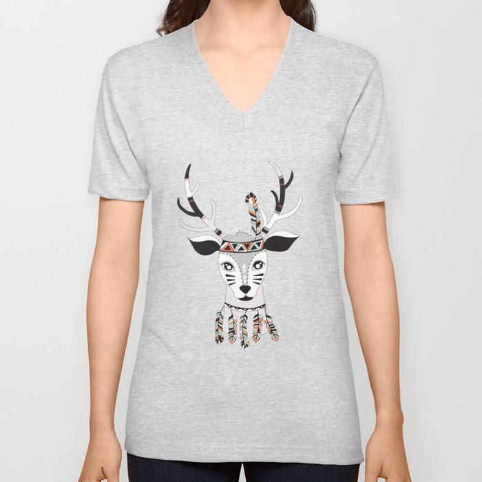 Deer art printable V Neck T Shirt