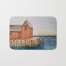 Motif Number 1, Rockport, Massachusetts Bath Mat | Painting, Seascape, Rockport, Newengland, Massachusetts, Harbor, Oil 