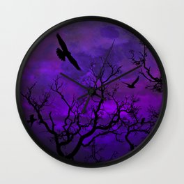 Purple Gothic Moon Wall Clock