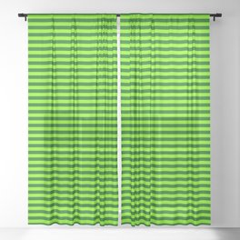 [ Thumbnail: Green & Dark Green Colored Striped Pattern Sheer Curtain ]
