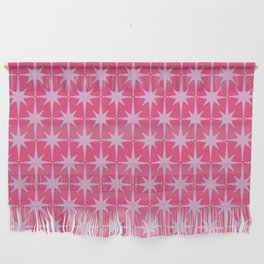 Midcentury Modern Atomic Starburst Pattern in Double Hot Pink Wall Hanging