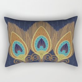 Three Peacock Feathers Rectangular Pillow