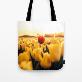 Yellow red tulips field Drenthe The Netherlands Tote Bag