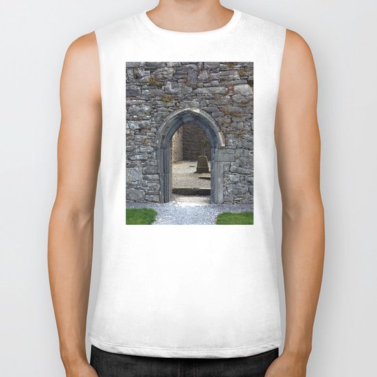 View of Grave Through Door of Irish Ruins v.3 Biker Tank
