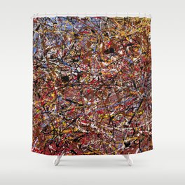 ELECTRIC 071 - Jackson Pollock style abstract design art, abstract painting Shower Curtain