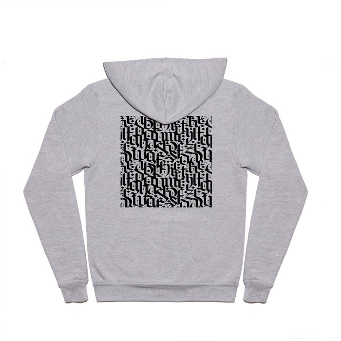 typography pattern 4 - seamless   calligraphy design - black and white Hoody