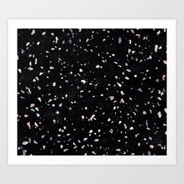Terrazzo Memphis black galaxy Art Print