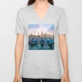 Gondolas in Venice V Neck T Shirt