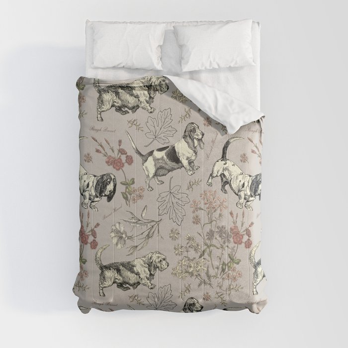 BASSET HOUNDS pattern - gray Comforter