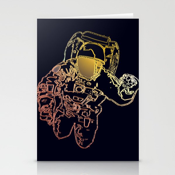 Astronaut in Deep Space Walk with Sun Reflection Stationery Cards