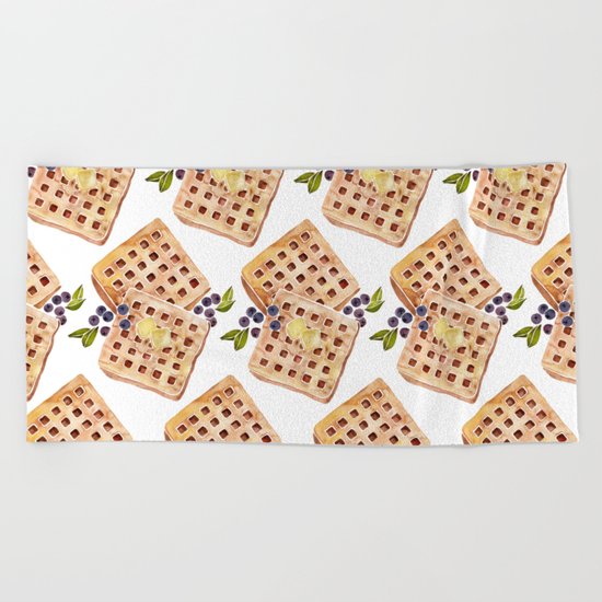 Blueberry Breakfast Waffles Beach Towel