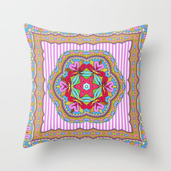Mix&Match; Pretty Pink Mandala Meditation pillow 03 Throw Pillow
