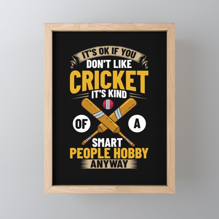 Cricket Game Player Ball Bat Coach Cricketer Framed Mini Art Print