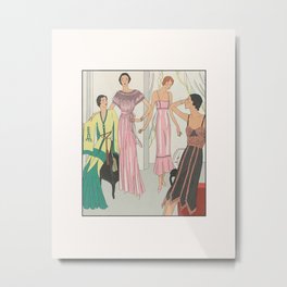 Glamour | Historical Art Deco Fashion print | Haute Couture, Paris French Vintage and modern advertisement Metal Print