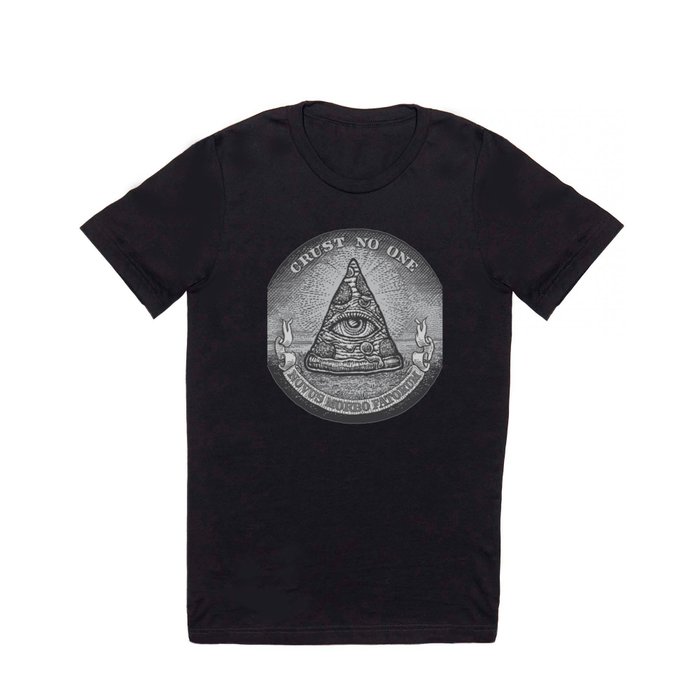 Illuminati Pizza Slice - Gray Background T Shirt