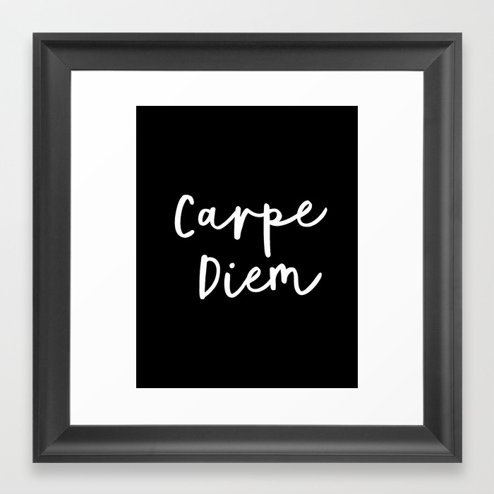 Carpe Diem Black White Contemporary Minimalist Typography Poster
