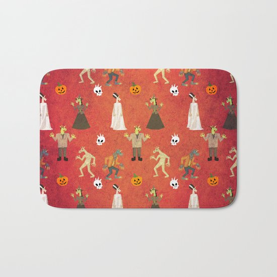 Unicorn Halloween Pattern Bath Mat