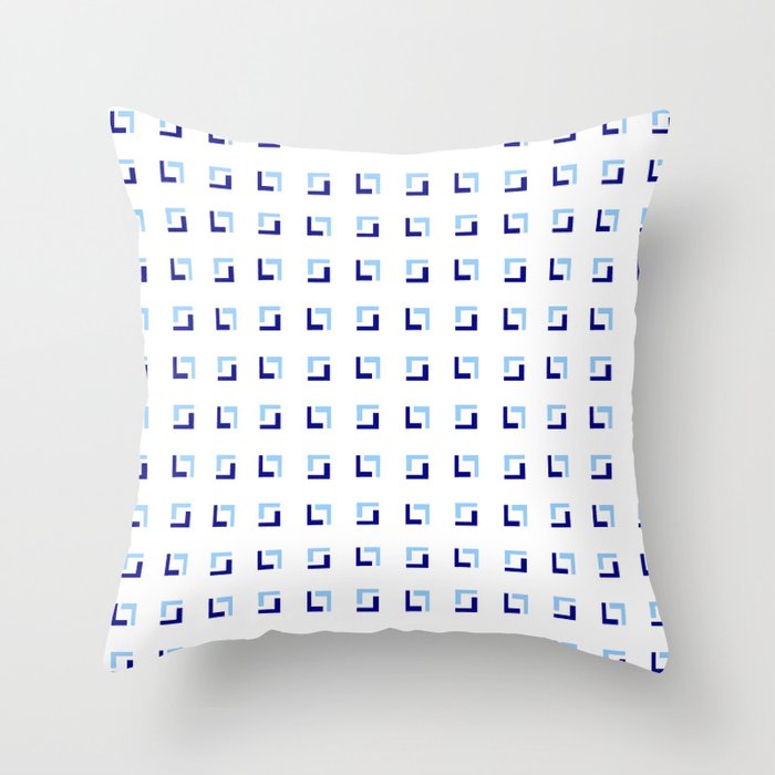 square and tartan 60- blue Throw Pillow