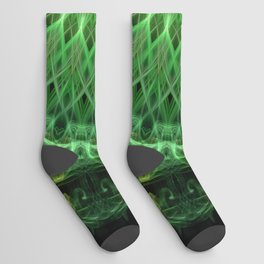 Glowing green and golden mandala Socks