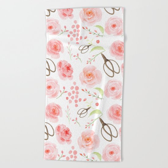 Summer Flowers Flower Floral Pink Vintage Roses #Society6 Beach Towel