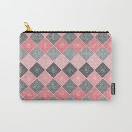 Pink Gray Atomic Age Starburst Check Carry-All Pouch