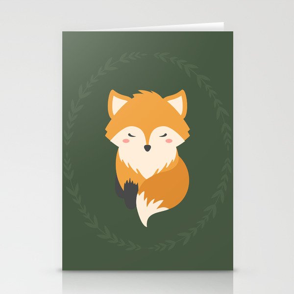 Sleepy Fox Pattern Stationery Cards
