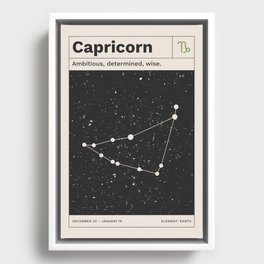 Capricorn Constellation Retro Minimalist  Zodiac Print Framed Canvas