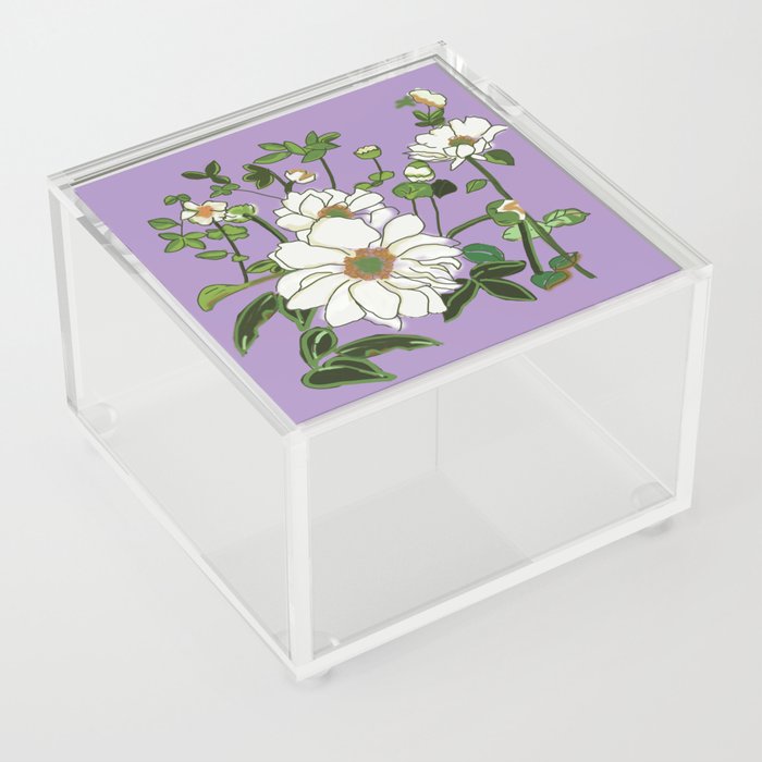 The white flowers on paster purple Acrylic Box