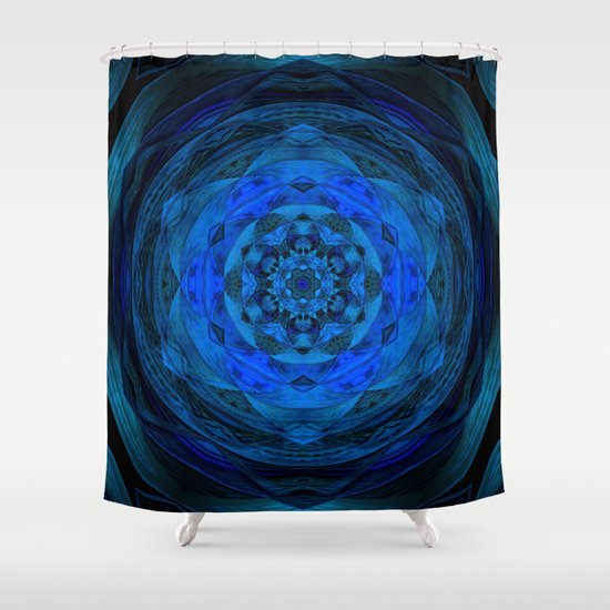 Blue Kaleidoscope Floral Pattern Mandala Fractal Abstract