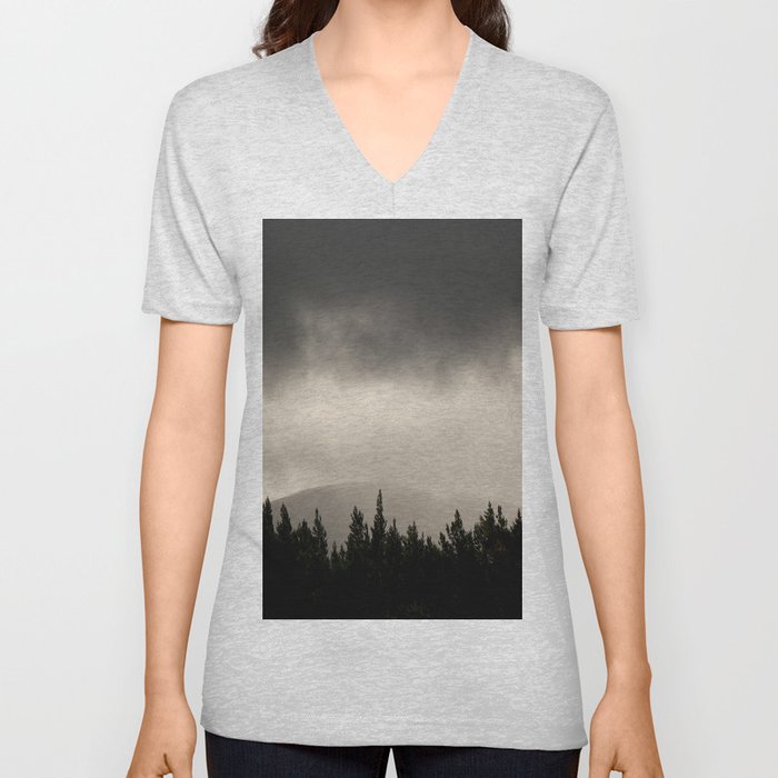 Mountain Sky Drama V Neck T Shirt