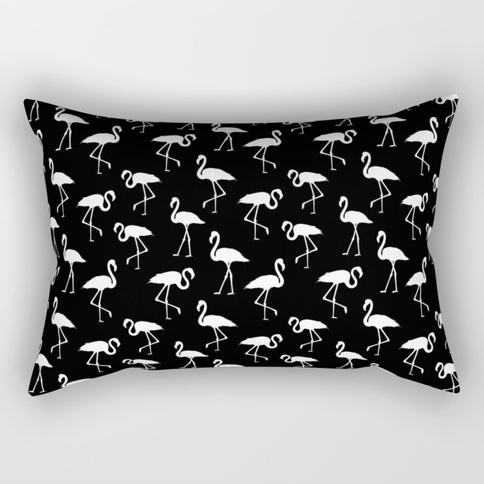 Black And White flamingo silhouettes seamless pattern  Rectangular Pillow