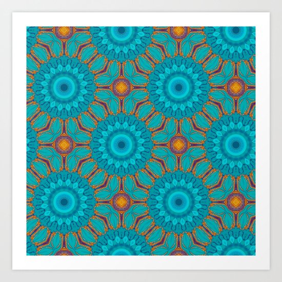 Teal Glitter Pattern Art Print