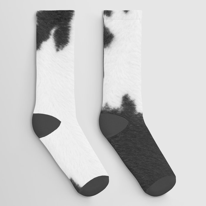 Hygge Cowhide Spots - Print with No Real Texture (farmhouse minimalism) Socks