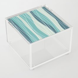 Abstract Stripes and Lines in Teal, Turquoise, Aqua and White Acrylic Box