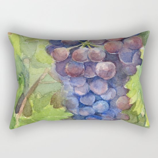 Grapes Watercolor Fruit Food Wine Lovers Rectangular Pillow