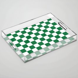 Checkered (Dark Green & White Pattern) Acrylic Tray