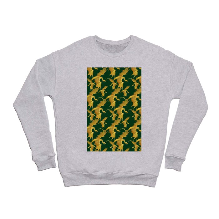 golden dragons on a green background Crewneck Sweatshirt