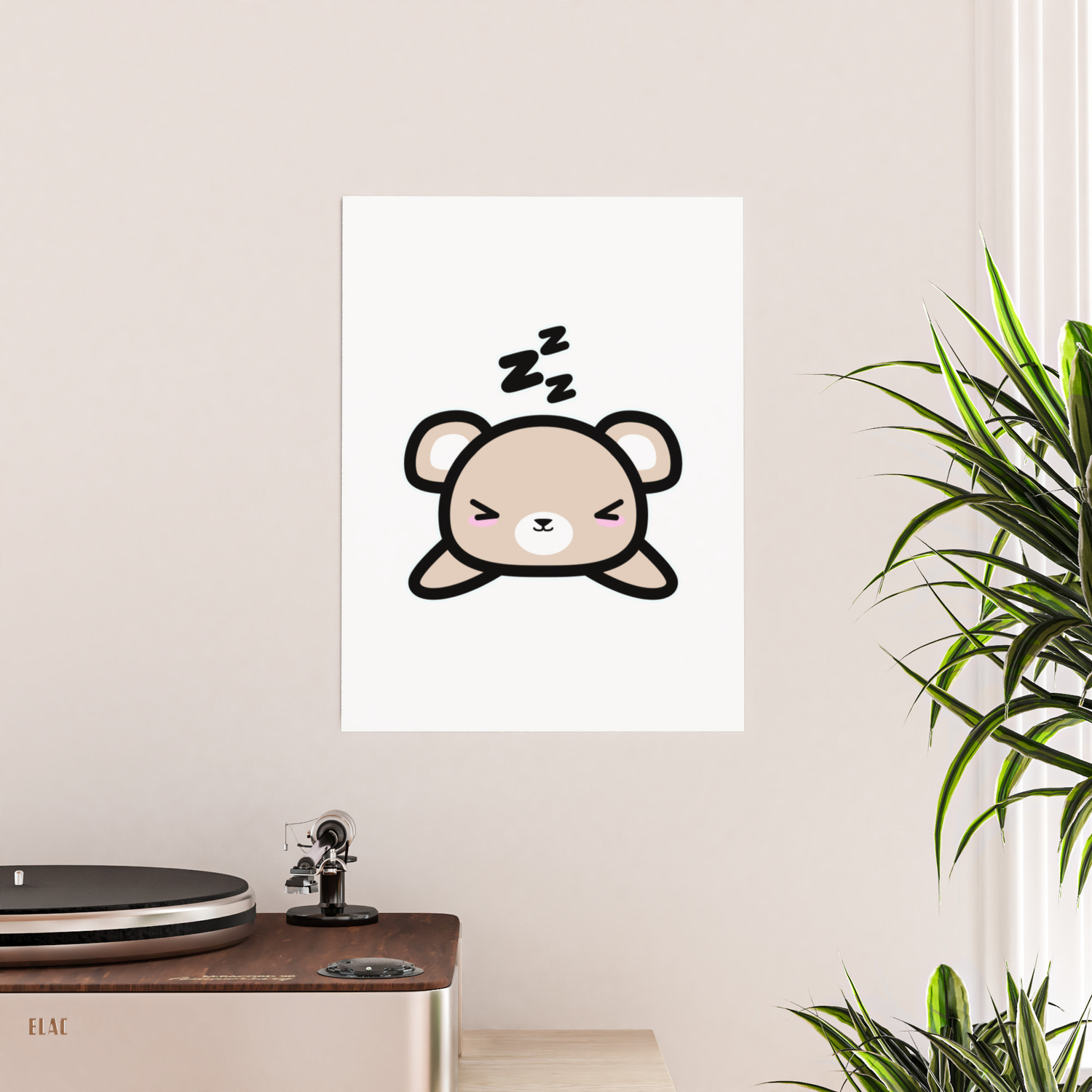 Cute Sleeping Bear Kawaii Style Drawing Gift Poster by Niks Shop | Society6