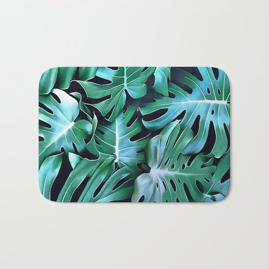 Monstera leaves Bath Mat