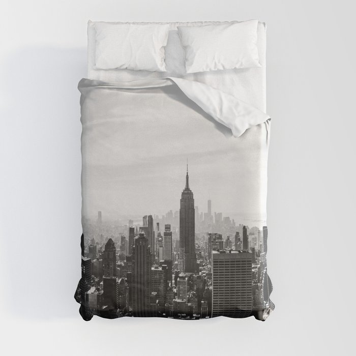 New York City Skyline Photography | Black and White Duvet Cover