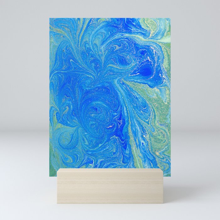 Blue & Green Fluid Watercolor Mini Art Print