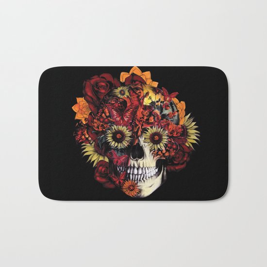 Full circle...Floral ohm skull Bath Mat