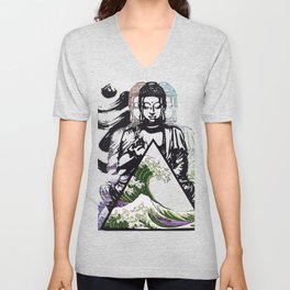 Buddha Wave Green Typhoon V Neck T Shirt