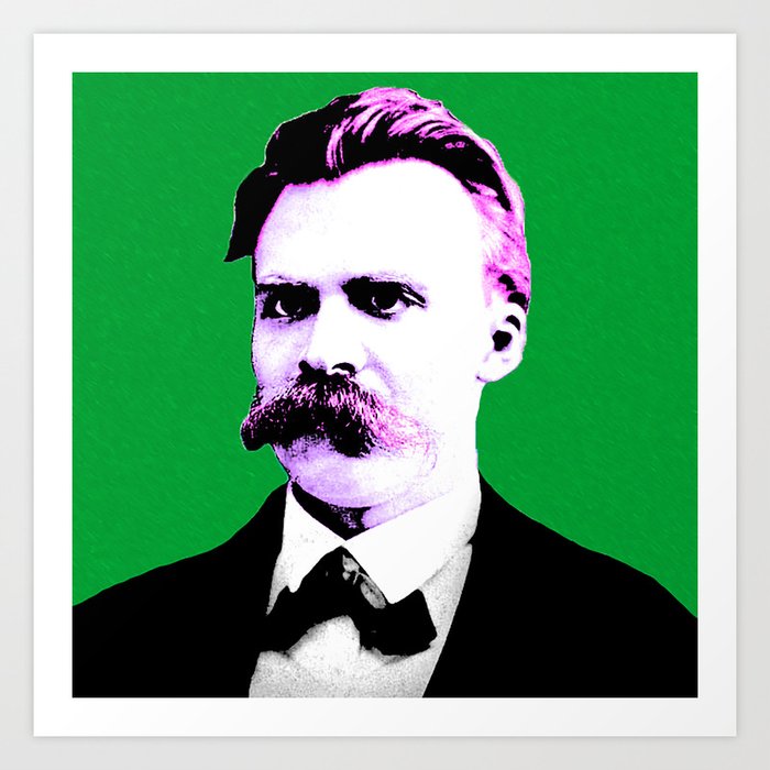 Pop Art Nietzsche in Greeen Background Art Print