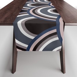 Dark Art Deco Arches - Navy and Cream Pattern Table Runner