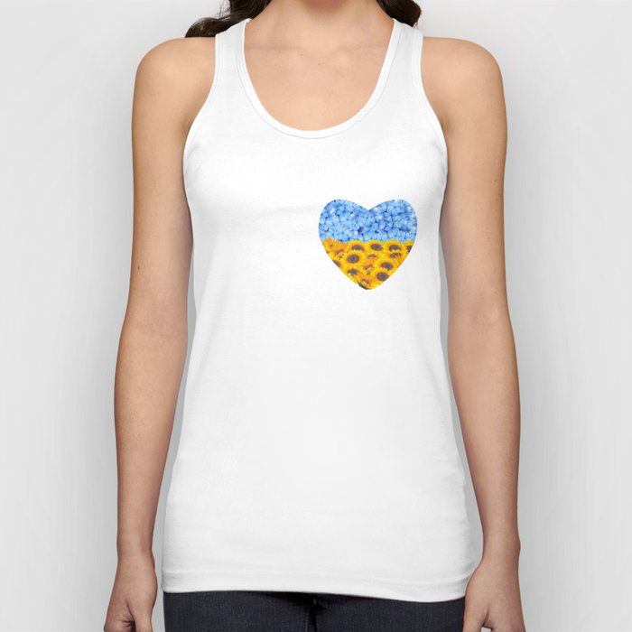 Floral heart-shaped national flag of Ukraine Tank Top