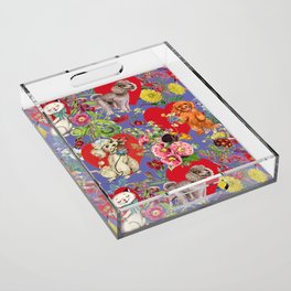 Poodle Dogs & Cats Celebrate Love with Flowers - Veri Peri  Acrylic Tray