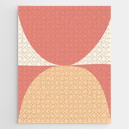 Abstract Geometric Shapes 22 in Yellow and blush beige (Moon phases) Jigsaw Puzzle