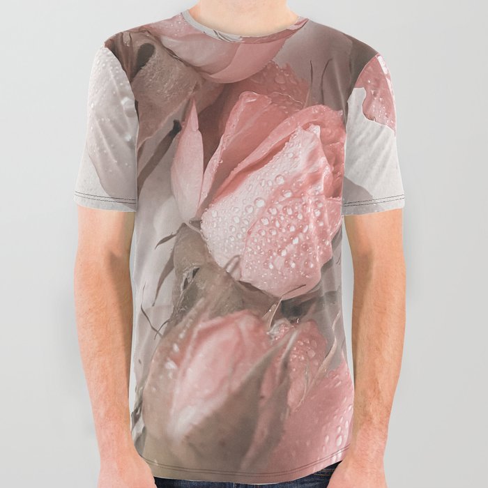 Pastel Pink Roses  All Over Graphic Tee